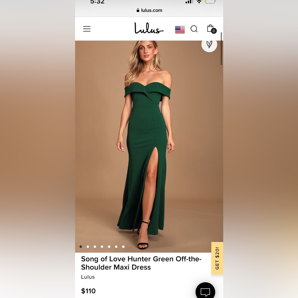 Lulus green floor length elegant dress